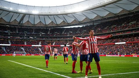 Morata celebra su gol al Espanyol