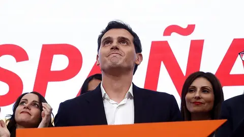 Albert Rivera durante la valoración de los resultados electorales Albert Rivera durante la valoración de los resultados electorales