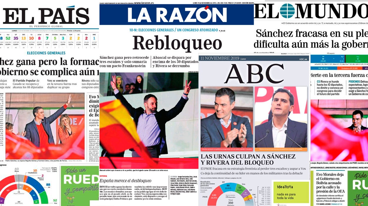 La España que madruga: Así cuentan los periódicos los resultados de las elecciones generales La España que madruga: Así cuentan los periódicos los resultados de las elecciones generales