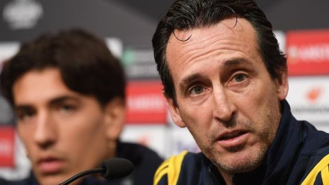 Unai Emery, en una conferencia de prensa con el Arsenal. 