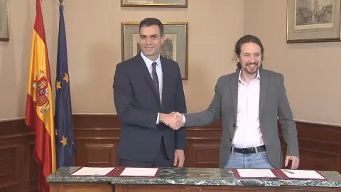 Pacto entre Sánchez y Pablo Iglesias Pacto entre Sánchez y Pablo Iglesias