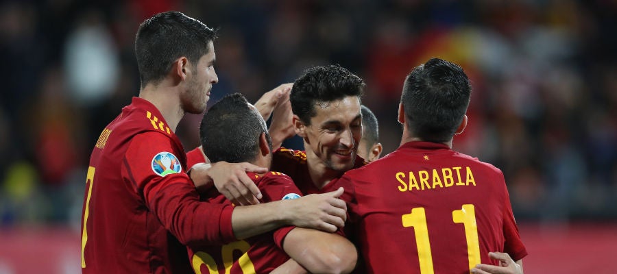 Los jugadores de la Selección celebran un gol ante Malta Los jugadores de la Selección celebran un gol ante Malta