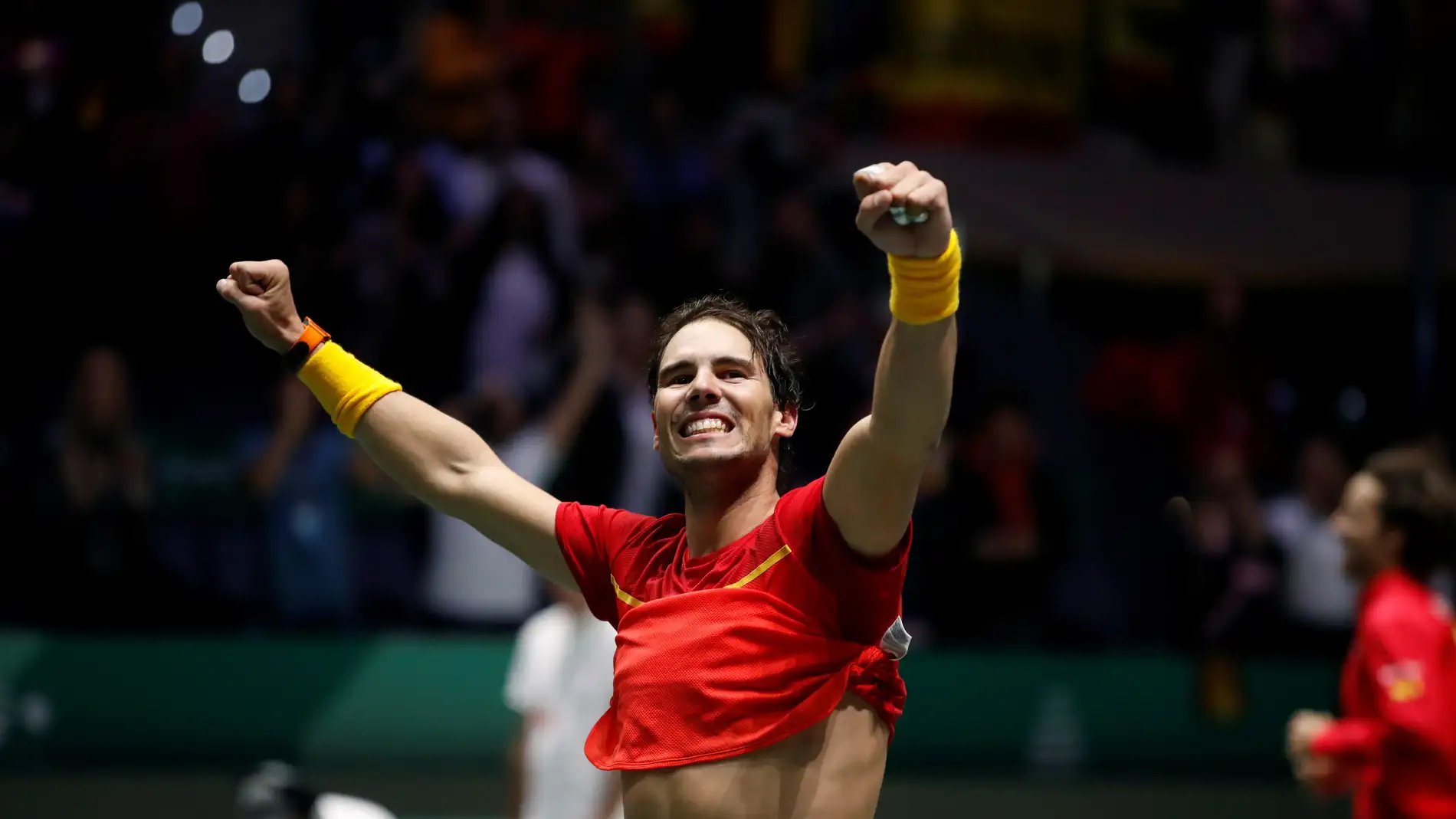 Rafa Nadal celebra la victoria en la Copa Davis