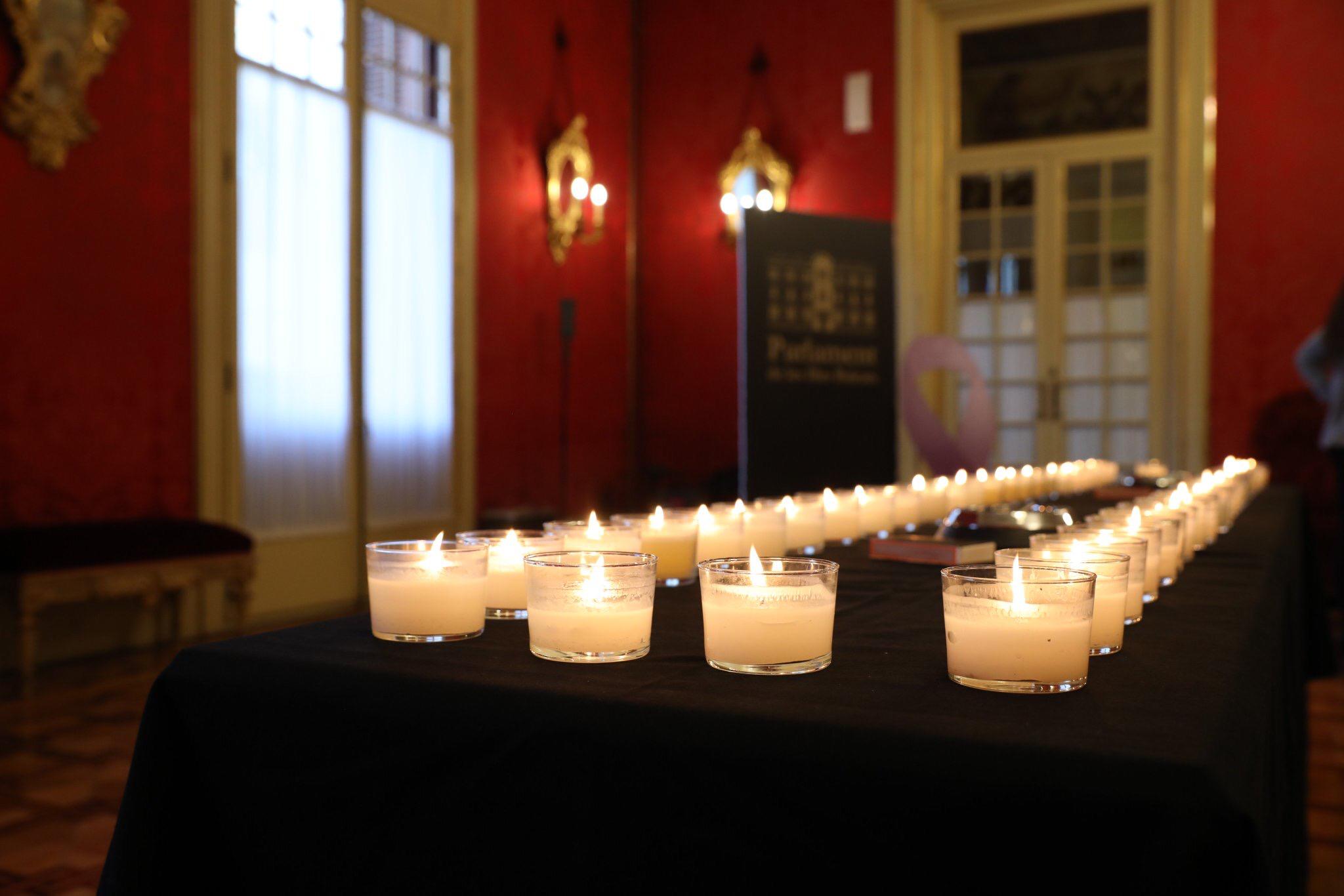 Todos los grupos del Parlament participan en el encendido de velas por las víctimas de la violencia de género Todos los grupos del Parlament participan en el encendido de velas por las víctimas de la violencia de género