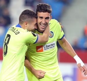 Jaime Mata celebra uno de sus goles con el Getafe Jaime Mata celebra uno de sus goles con el Getafe