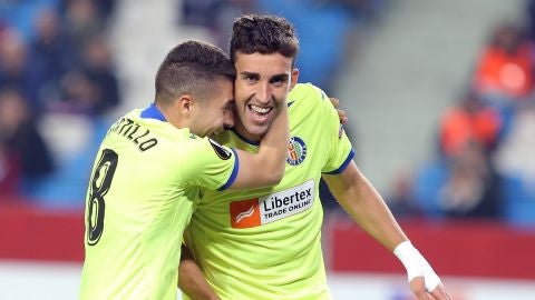 Jaime Mata celebra uno de sus goles con el Getafe