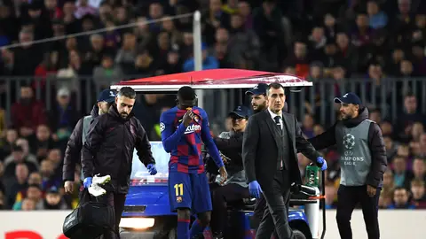 Dembélé lesionado en el partido contra el Borussia Dembélé lesionado en el partido contra el Borussia