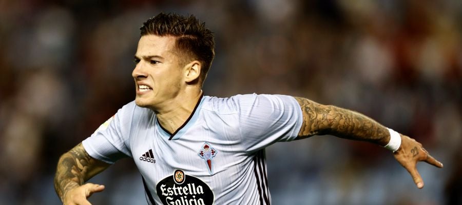 Santi Mina, en un partido con el Celta de Vigo. Santi Mina, en un partido con el Celta de Vigo.
