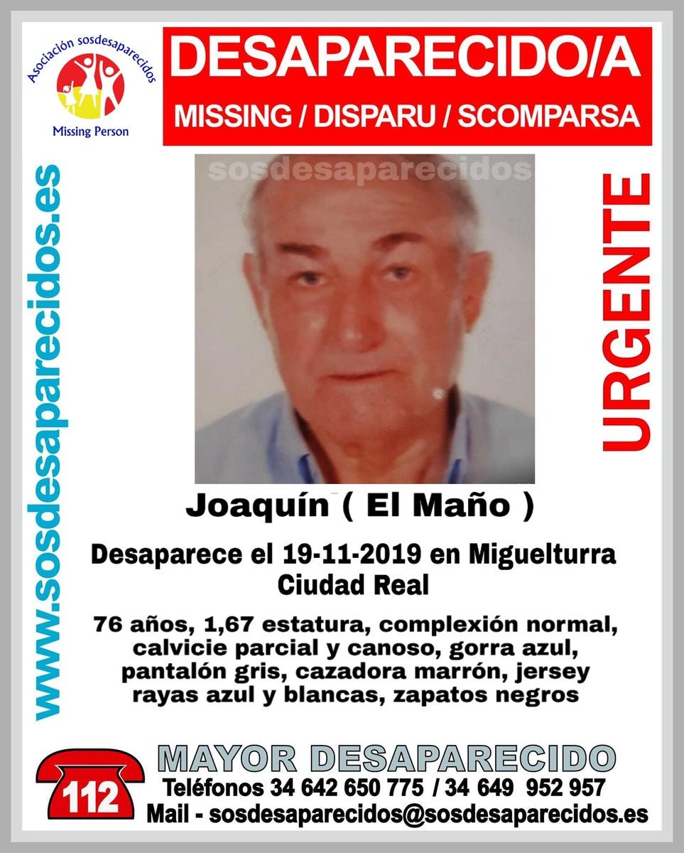 Buscan a un vecino de Miguelturra que lleva más de 10 días desaparecido Buscan a un vecino de Miguelturra que lleva más de 10 días desaparecido