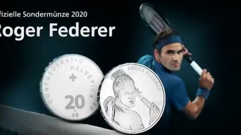 Suiza acu&ntilde;a monedas con la cara de Federer
