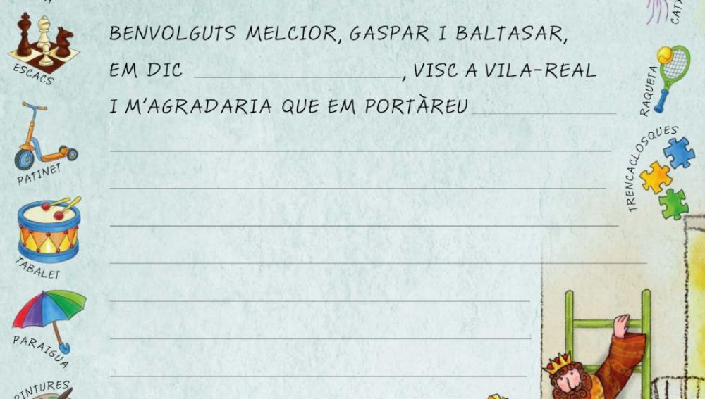 Imatge d´una carta als Reigs en Valencià, que la regidoria repartirà als xiquets de la ciutat. 