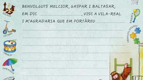 Imatge d´una carta als Reigs en Valencià, que la regidoria repartirà als xiquets de la ciutat. La novetat d´enguany es la edició del quadern i la carta en format digital.