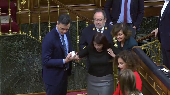 Adriana Lastra se tuerce el tobillo tras una caída provocada por un resbalón Adriana Lastra se tuerce el tobillo tras una caída provocada por un resbalón