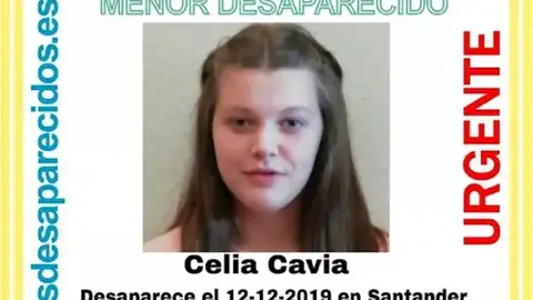 Imagen de Celia Cavia, la menor desaparecida en Santander Imagen de Celia Cavia, la menor desaparecida en Santander