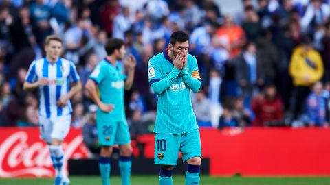 Leo Messi se lamenta ante la Real Sociedad