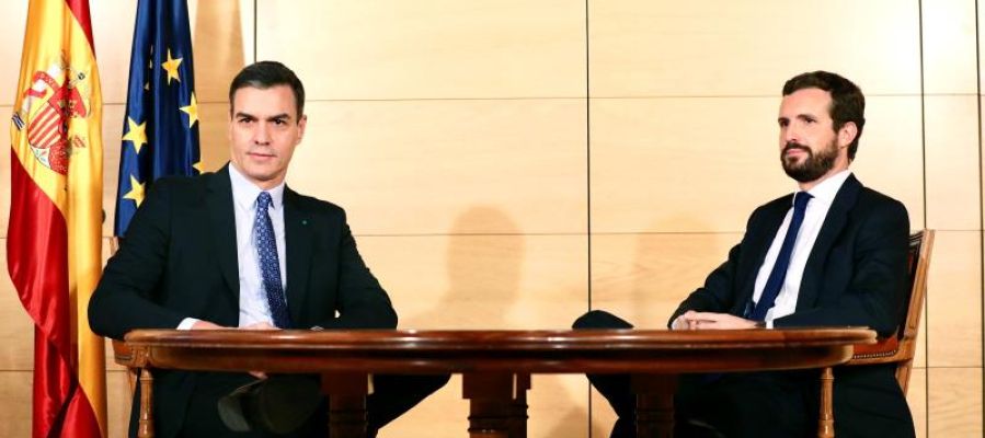 Pedro Sánchez, y el líder del PP, Pablo Casado Pedro Sánchez, y el líder del PP, Pablo Casado