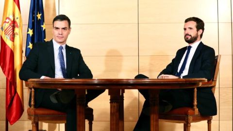 Pedro S&aacute;nchez, y el l&iacute;der del PP, Pablo Casado
