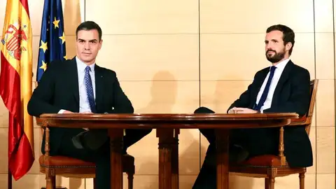 Pedro Sánchez, y el líder del PP, Pablo Casado Pedro Sánchez, y el líder del PP, Pablo Casado