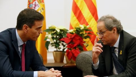 Pedro S&aacute;nchez y Quim Torra, en una pasada reuni&oacute;n