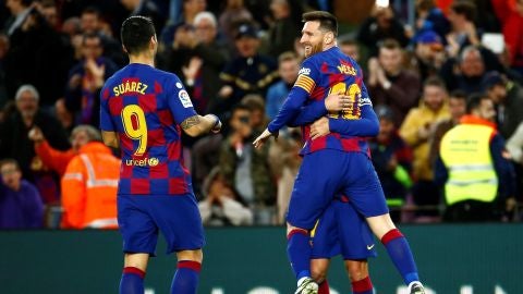 Los jugadores del Bar&ccedil;a celebran un gol ante el Alav&eacute;s