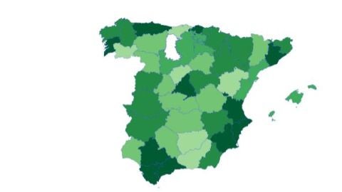 Mapa del reparto de premios de la Loter&iacute;a de Navidad
