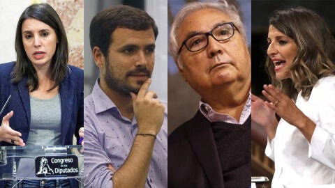 Irene Montero, Alberto Garz&oacute;n, Manuel Castells y Yolanda D&iacute;az, ministros de Unidas Podemos