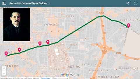 Recorrido del cortejo f&uacute;nebre de Benito P&eacute;rez Gald&oacute;s