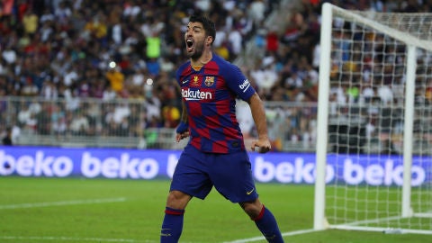 Luis Su&aacute;rez, en el partido con el Barcelona.