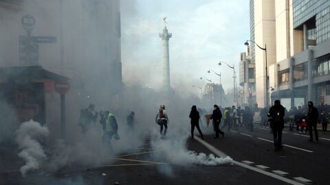 Protestas en las calles de Par&iacute;s.