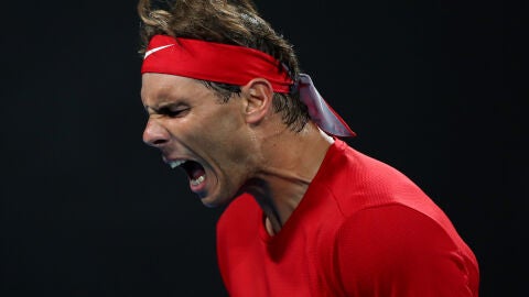 Nadal celebra el triunfo ante &Aacute;lex de Mi&ntilde;aur