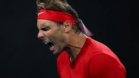 Nadal celebra el triunfo ante Álex de Miñaur Nadal celebra el triunfo ante Álex de Miñaur
