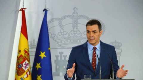  Pedro S&aacute;nchez detalla la composici&oacute;n del nuevo Gobierno de coalici&oacute;n en una comparecencia en el Palacio de la Moncloa