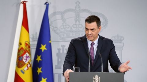 Pedro S&aacute;nchez durante su rueda de prensa tras el Consejo de Ministros