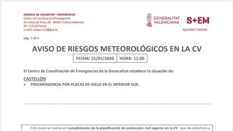 Aviso de la Generalitat.