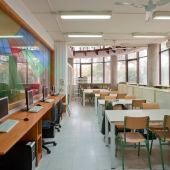 Un aula vacía de un colegio de Baleares. 