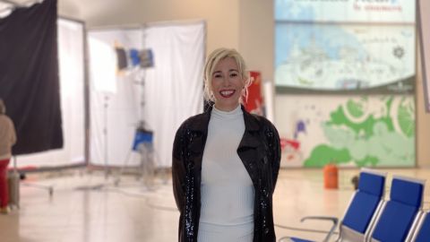 Maria Luisa Guti&eacute;rrez, en el aeropuerto de Ciudad Real