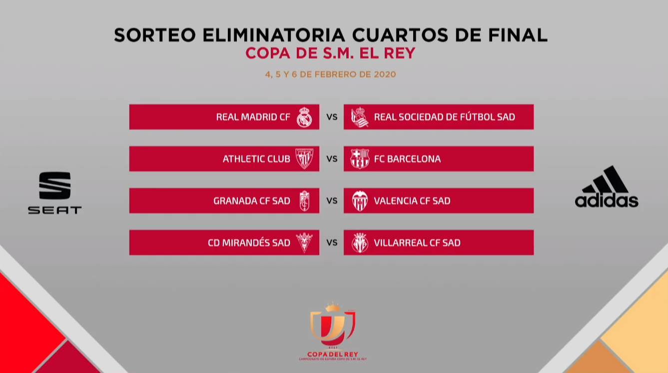 Real Madrid - Real Sociedad y Athletic - Barcelona en cuartos de la Copa del Rey Real Madrid - Real Sociedad y Athletic - Barcelona en cuartos de la Copa del Rey