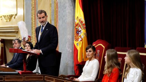El rey Felipe VI, durante su discurso en la apertura solemne de la legislatura