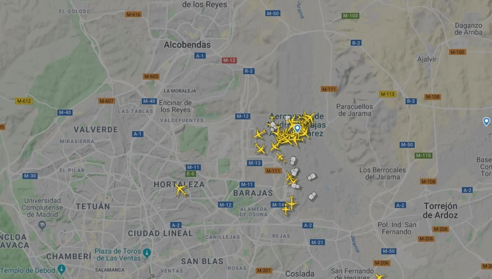 Mapa de los vuelos en Madrid-Barajas Mapa de los vuelos en Madrid-Barajas