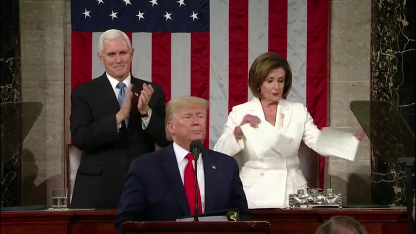Persona física: Nancy Pelosi rompe, literalmente, el discurso de Trump Persona física: Nancy Pelosi rompe, literalmente, el discurso de Trump