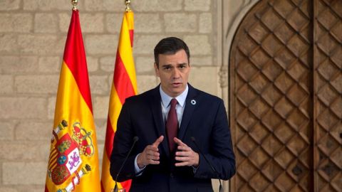 Pedro S&aacute;nchez comparece ante los medios en el Palau de la Generalitat