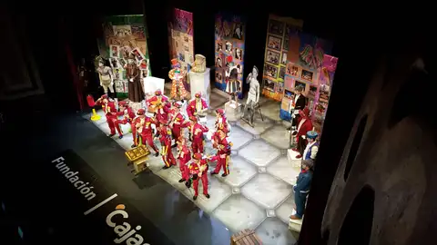 Chirigota "Noche en el museo" - COAC 2020 p18 Localidad: Cádiz Autoría Letra: José Antonio Rodríguez Fierro, Moisés Serrano Bruzón y César Augusto Dos Santos Cañas Autoría Música: Manuel Sánchez Alba y José Rodríguez Cruzado Dirección: José Antonio Rodríguez Fierro Representante Legal: César Augusto Dos Santos Cañas.