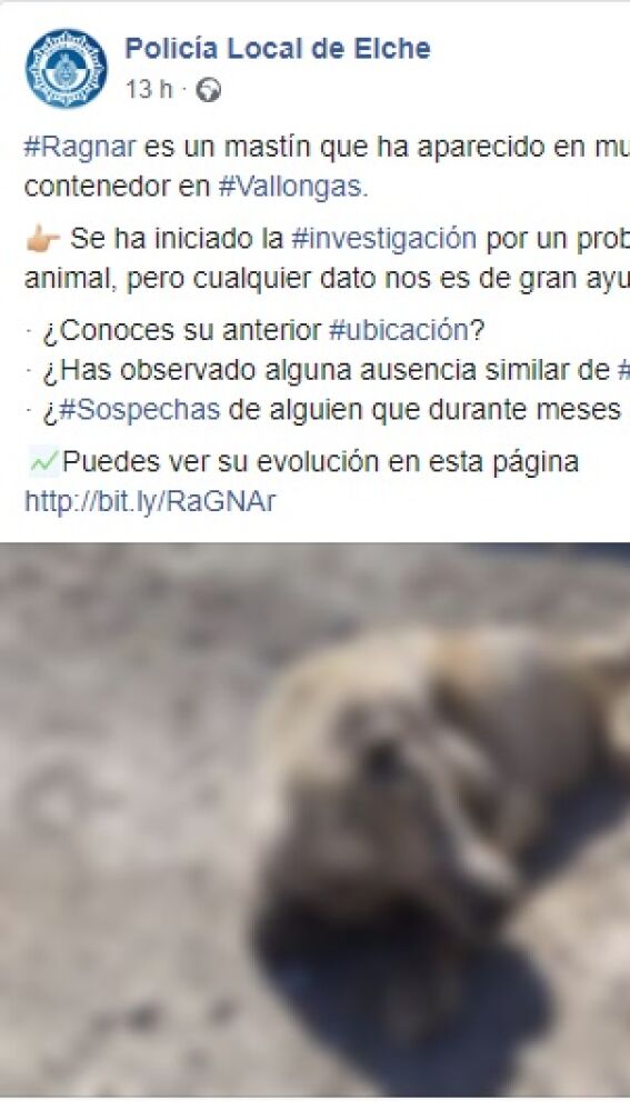 Mensaje en redes sociales de la Policía Local de Elche. 