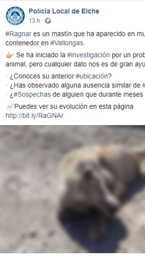 Mensaje en redes sociales de la Policía Local de Elche. Mensaje en redes sociales de la Policía Local de Elche.
