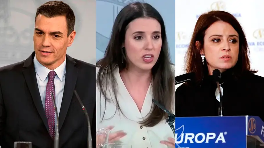 Pedro Sánchez, Irene Montero y Adriana Lastra Pedro Sánchez, Irene Montero y Adriana Lastra
