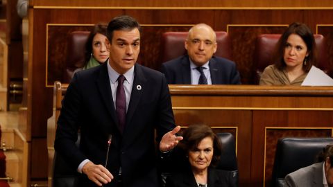 Pedro S&aacute;nchez interviniendo durante la primera sesi&oacute;n de control al Gobierno