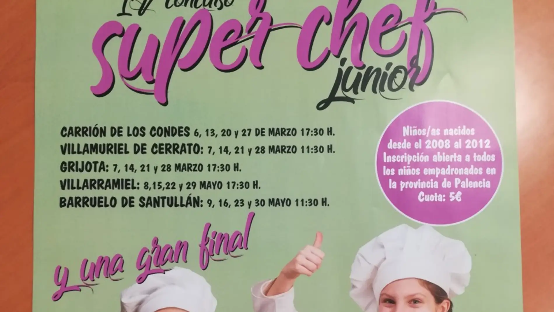 Carrión, Villamuriel, Grijota, Villarramiel y Barruelo acogen "Super Chef Junior"