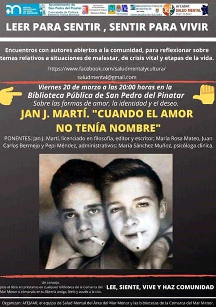 El autor de "La Trilogía del olvido" lamenta que el Ayuntamiento San Pedro del Pinatar haya anulado una charla sobre historias de amor homosexual El autor de "La Trilogía del olvido" lamenta que el Ayuntamiento San Pedro del Pinatar haya anulado una charla sobre historias de amor homosexual
