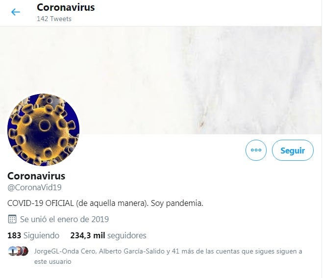 El coronavirus ya tiene cuenta de Twitter y se hace viral: "Hago "¡achís!" y aparezco a tu lado" El coronavirus ya tiene cuenta de Twitter y se hace viral: "Hago "¡achís!" y aparezco a tu lado"