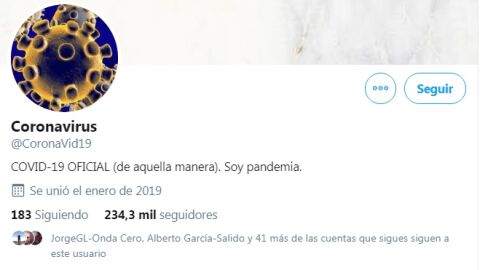 Cuenta de Twitter del coronavirus